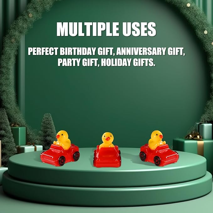 30pcs Mini Resin Ducks, Cute Rubber Ducks Miniature Resin Ducks Small Tiny Resin Ducks Decoration Waterproof Little Ducks Perfect DIY Decorations Birthday Festival Party Toy Gifts(Red)