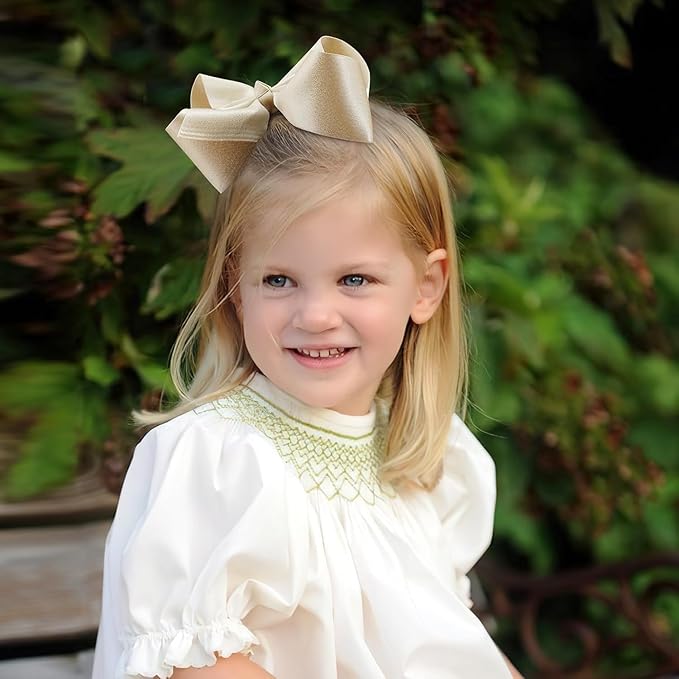 5.5 Inch 2pcs Yellow Gold Hair Bows for Girls Grosgrain Ribbon Toddler Hair Accessories with Alligator Clips for Toddlers Baby Girls Kids Teens