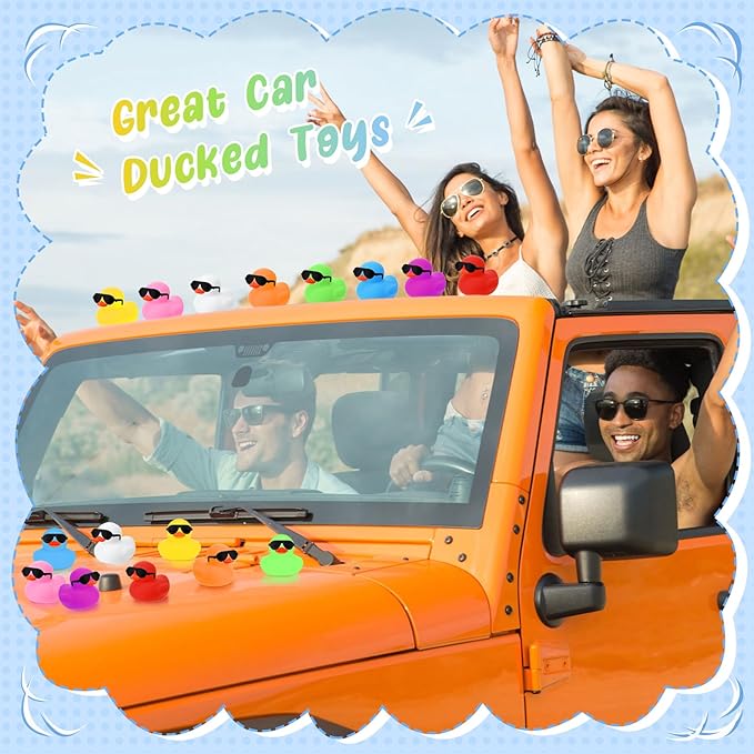 Sosation 36 Packs Mini Rubber Ducks with Sunglasses Sets 2.2 Inch Bath Squeaky Rubber Duckies Cute Float Bathtub Toys for Birthday Party Favors Class Carnival Prizes Car Decor(Multicolored)