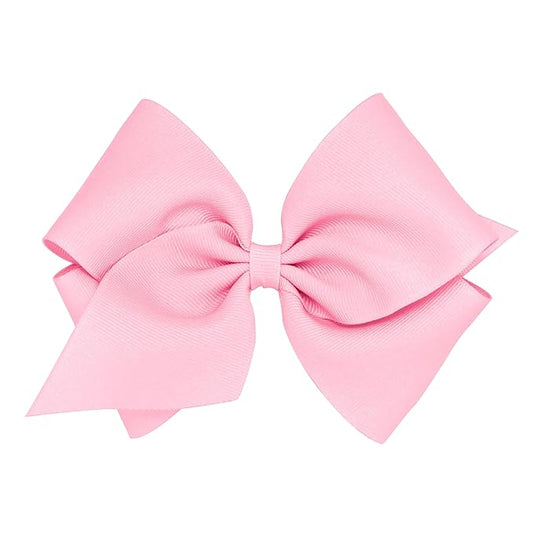 Wee Ones Girls' Classic Grosgrain Hair Bows with Plain Wrap Center, No-Slip Hair Clip, Handmade, Pearl White, Mini King