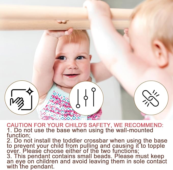 Infant Coordination Mirror Montessori Safety Pull up Bar Baby Mirror Acrylic Non-Glass Early Learning to Walk Mirror Upgrade Dual-Use with Base 47.24”