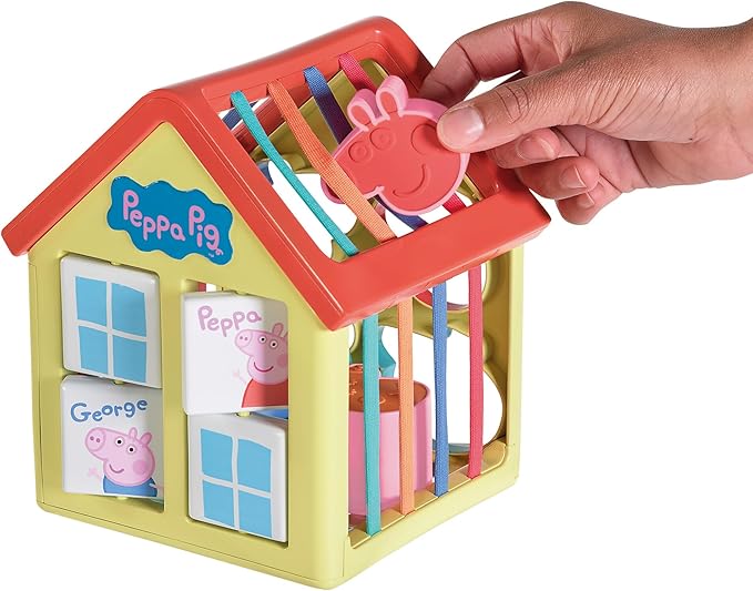 TOMY Toomies Grow with Peppa Pig - Peppa’s Activity House - Kids’ Activity Center with Sensory Shape Sorting and Color Matching Games - Includes 4 Peppa Pig Family Textured Blocks - 18 Months and Up