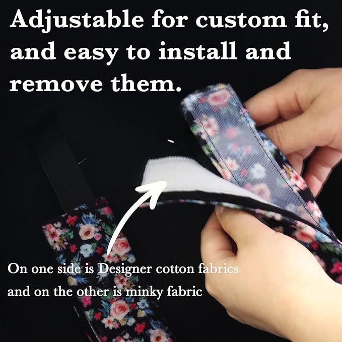 Baby Car Seat Belt Covers for Boys and Girls, Car Seat Straps Shoulder Pads, Soft Car Seat Neck Cover, Mink Seat Belt Protectors for Car Seats, Floral Stroller Strap Cover for Baby Kids