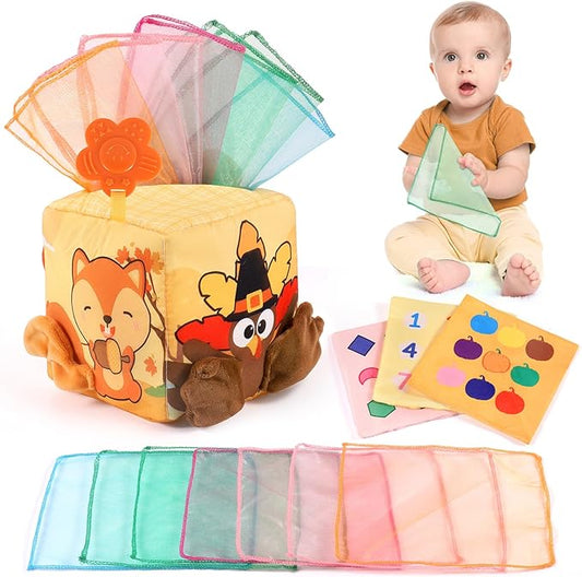 Thanksgiving Baby Toys 36+ Months Montessori Toys Baby Tissue Box Toy for Babies, Thanksgiving Gift for Boys Girls Autumn Thanksgiving Party Favor Thanksgiving Harvest Gifts