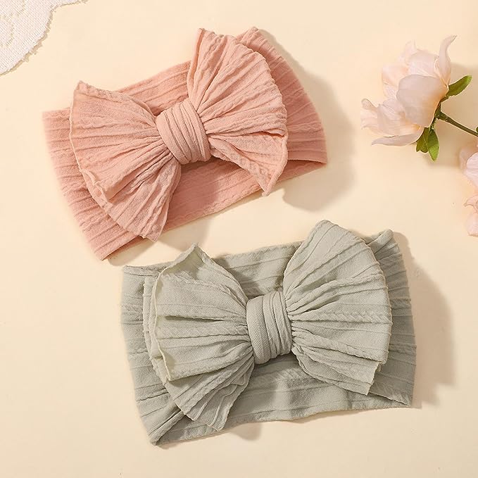 ALinmo 12 Pack Baby Headbands Super Soft Stretchy Nylon Hair Bands Hair Bows Hair Accessories for Baby Girls Newbrons infants Toddlers