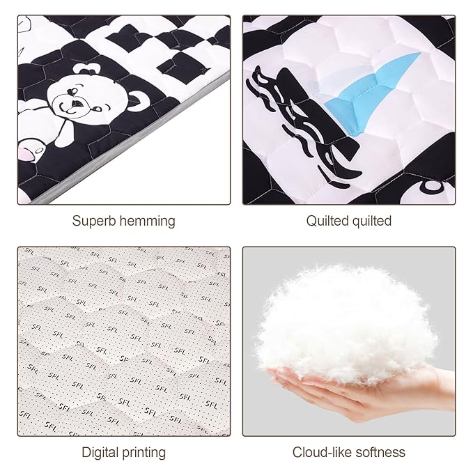 Baby Play Mats for Floor, 50x50 Playpen Mat, Premium & Thicken Soft Foam Play Mat for Baby, Non-Slip Cushioned Floor Mat for Baby, Machine Washable Infant Play Mat (High Contrast)
