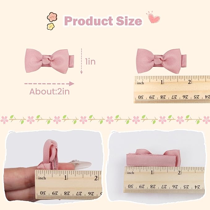 CÉLLOT Baby Hair Clips 50PCS Baby Girls Fully Lined Baby Bows Hair Pins Tiny 2" Hair Bows Alligator Clips for Baby Girls Infants Toddlers in Pairs