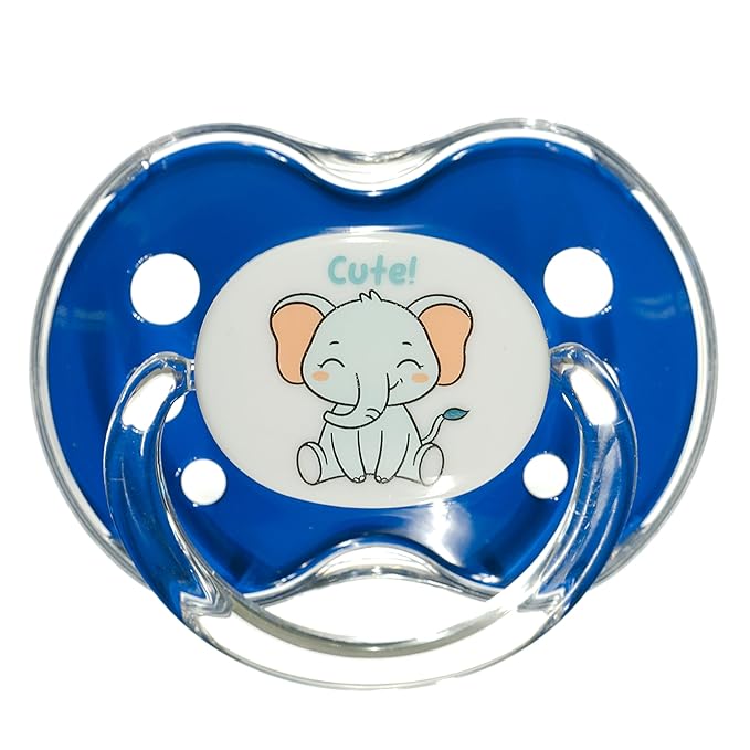 Playtex Baby Binky Orthodontic Pacifier with Snap-On Cover, Air Comfort Shield, Medical Grade Silicone, Up to 6 Months, Blue & Orange (2 Count)