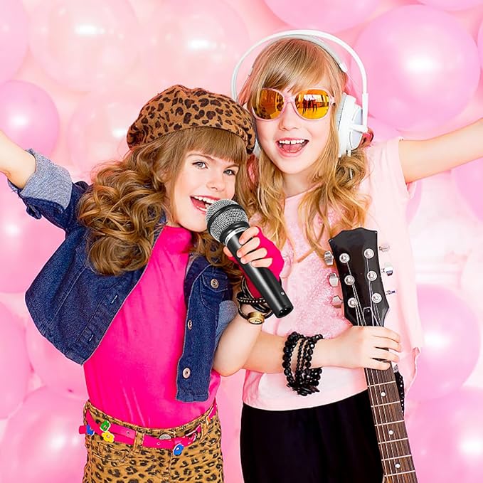 Toddmomy Realistic Kids Microphone Prop, 1:1 Scale Fake Microphone Toy for Pretend Play, Durable Plastic Fake Mic for Costume Party, Stage Performance, News Reporter Roleplay and Singing, Black