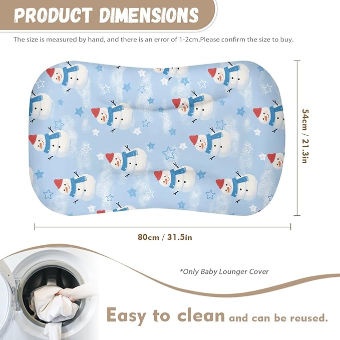 Cute Snowman Snuggle Me Lounger for Baby Nest Cover Baby Loungers Pillow Infant Lounger Sleeping for 0-12 Months Travel Infant Crib Covers