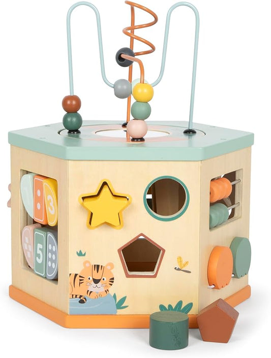 small foot Safari Motor Skills Cube 7 Sided Educational Toy 12641 [Multiple] Colorful 12641