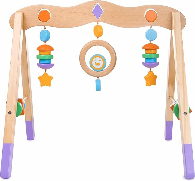 Little Olympians Wooden Baby Gym - Child Activity Center Newborns & Early Infants - Wood Mobile Interactive Play Station for Tummy Time - Educational & Developmental Learning Toys, Ages 0-5 Months