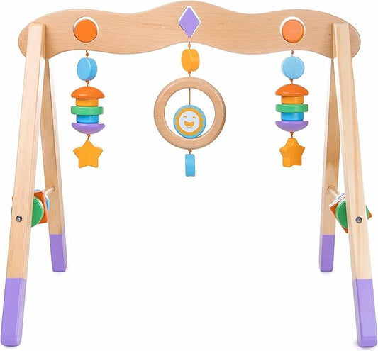 Little Olympians Wooden Baby Gym - Child Activity Center Newborns & Early Infants - Wood Mobile Interactive Play Station for Tummy Time - Educational & Developmental Learning Toys, Ages 0-5 Months