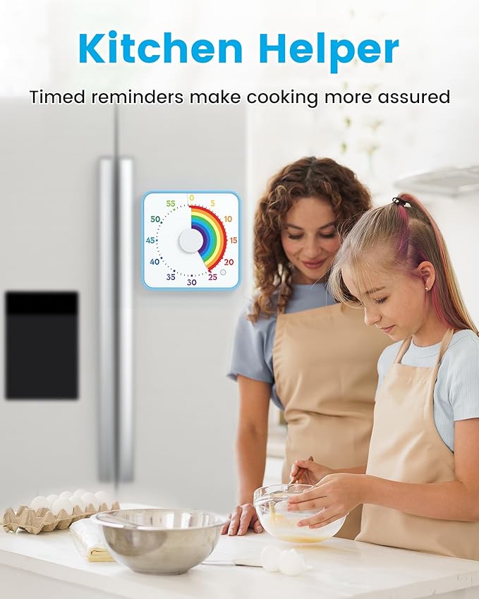 Classroom Timer with 5 Musical Melody Alarms, Large Visual Timer for Teachers, Magnetic & Rainbow Pattern Ideal for Classroom Use & Kids, 8 Inches