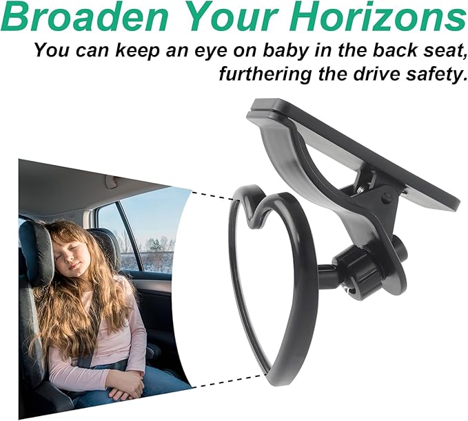 Baby Car Mirror Rear Facing,Convex Rear View Baby Mirrors for Cars,Automotive Interior 360 Degrees Adjustable Love Mirrors to See Kids,Babies,Infants and Newborn(Clip on Install)