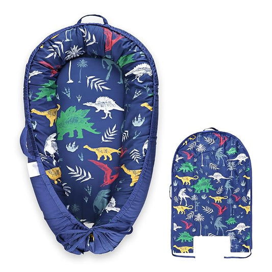 Hooyax Baby Lounger Cover Only, 100% Cotton Newborn Nest Cover, Soft Portable Baby Nest Replacement Cover for Boys Girls, Breathable Infant Lounger Covers, Baby Essential (Dinosaur)