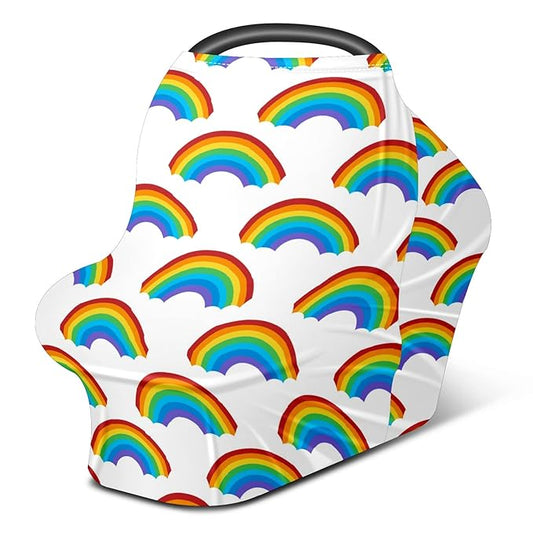 Baby Car Seat Stroller Covers Rainbow Patterns Design Nursing Cover Breastfeeding Scarf Soft Breathable Stretchy Coverage Carseat Canopy Cover for Boys and Girls Soft Breathable Multi Use