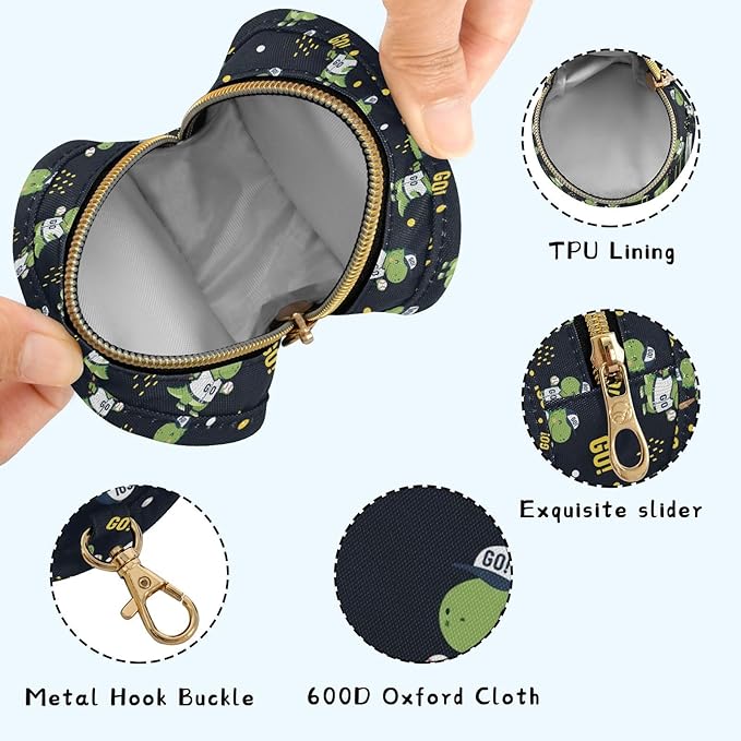 Cartoon Baseball Dinosaur Print Pacifier Holder Case for Diaper Bag Portable Travel Pacifier Storage Case with Clip Newborn Baby Pouch for Baby Boys Girls Purse Outdoor