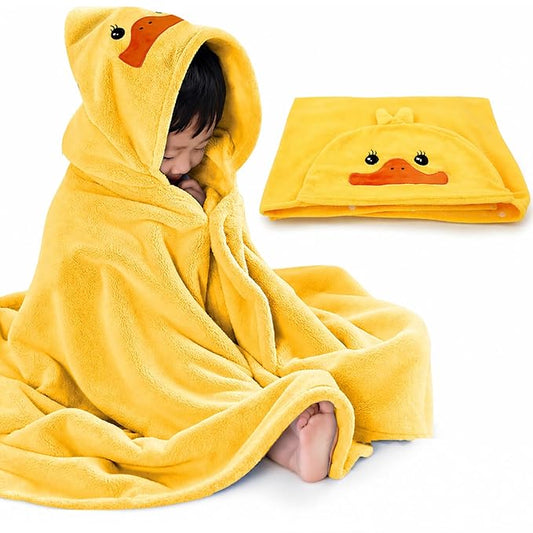 ROMASA Baby Bath Towel Ultra Soft Hooded Towel Highly Absorbent Bathrobe Blanket Toddlers Shower Gifts for Boys Girls- 27.5" x 55" (Yellow)