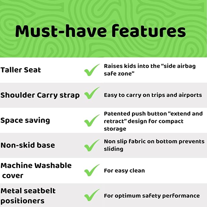 BubbleBum Teleport Backless Booster Car Seat, Kids Booster Seat for Car 40-100 lbs, Telescopic Portable Carseat, Ideal for Everyday Use and Foldable for Travel, 4 Year Old + Child/Toddler - Black