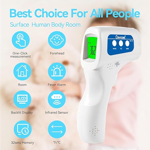 [Value Bundle] Berrcom Digital Thermometer DT007 & Berrcom No-Touch Infrared Thermometer for Adults and Kids JXB178