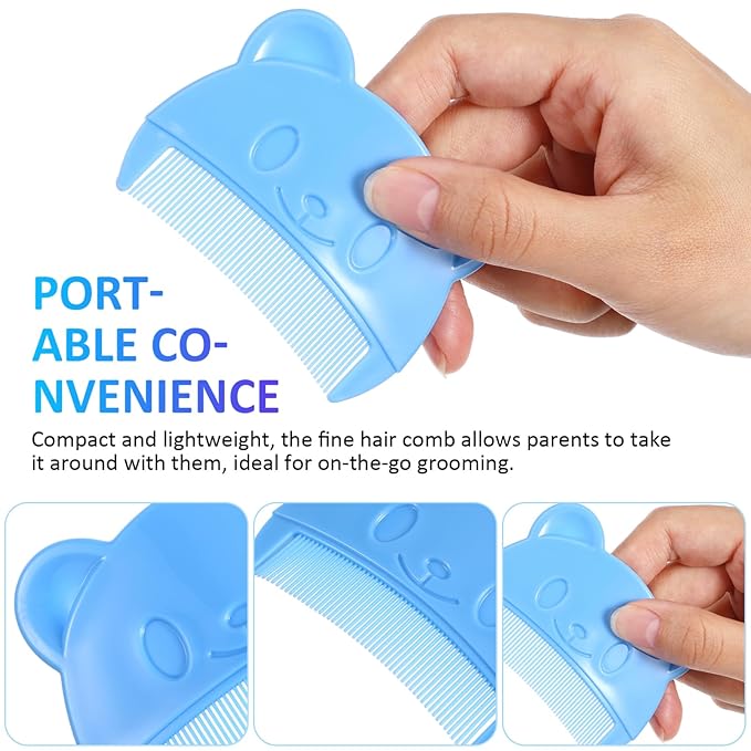 Toyvian 6 Pcs Cradle Cap Combs: Cradle Cap Brush, Plastic Cute Bear Shaped Baby Hair Combs - Double Sided & Gentle Touch - Fine Tooth Bath Brush for Newborn Baby Dandruff (Random Color）