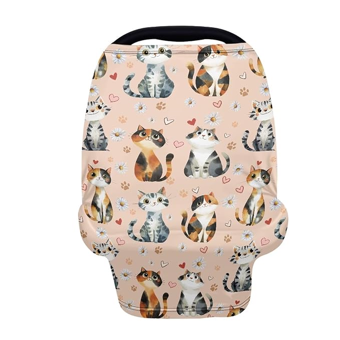 AFPANQZ Cats Floral Breastfeeding Nursing Cover Carseat Canopy for Babies Infant Newborn Stroller Cover Breastfeeding Scarf Baby Shower s for Boys and Girls