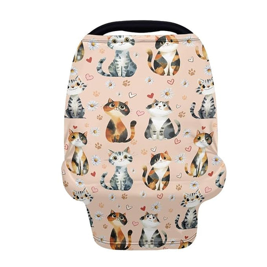 AFPANQZ Cats Floral Breastfeeding Nursing Cover Carseat Canopy for Babies Infant Newborn Stroller Cover Breastfeeding Scarf Baby Shower s for Boys and Girls