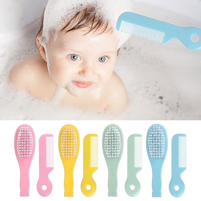 Newborn Caps Brush Soft Hair Brush Hair Comb Set Travel Hair Comb For Baby Toddler Bathing Head Massage