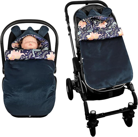 Baby Car Seat Blanket Stroller Footmuff Bunting Bag, Baby Sleeping Bag Fleece Plush Swaddle Blanket for Cold Weather Winter Must Have Outdoor Walking Warmth for Newborn to Infant (Dinosaur)