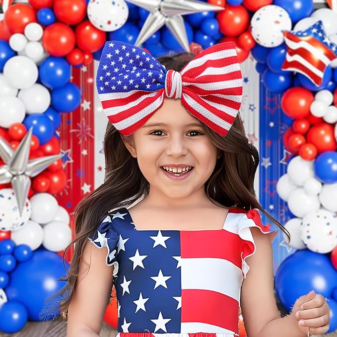 YanJie 7'' 2pcs Baby Girl Headbands 4th of July Independence Day Hair Bands for Kids Toddlers Infants Newborns Girl Outfits