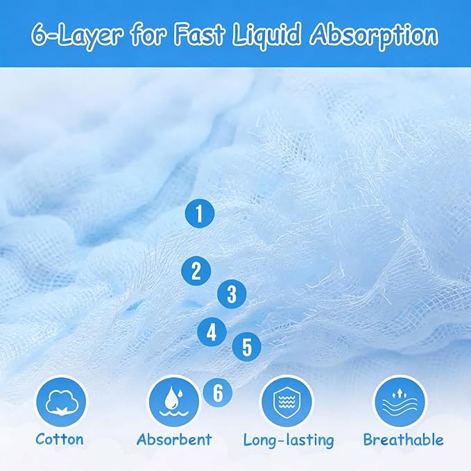 5 Pcs Baby Muslin Washcloth, Soft Newborn Face Towel, Cotton Extra Absorbent Burp Cloths for Baby,Breathable Wash Cloths for Newborn-Infants On Sensitive Skin