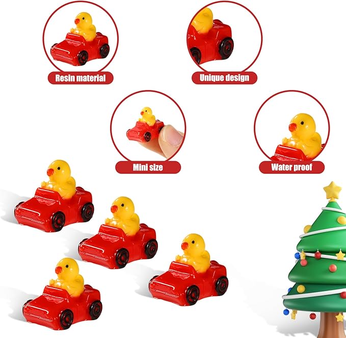 30pcs Mini Resin Ducks, Cute Rubber Ducks Miniature Resin Ducks Small Tiny Resin Ducks Decoration Waterproof Little Ducks Perfect DIY Decorations Birthday Festival Party Toy Gifts(Red)