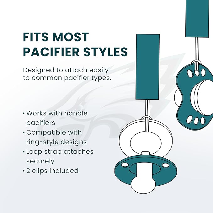 BabyFanatic Officially Licensed Unisex Pacifier Clip 2-Pack - NFL