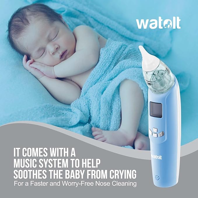 Watolt Baby Nasal Aspirator - Electric Nose Suction for Baby - Automatic Booger Sucker for Infants - Battery Powered Snot Mucus Remover for Kids Toddlers