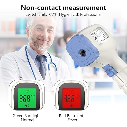 Forehead Thermometer, Non Contact Thermometer for Forehead and Object Surface Measurement with Instant Reading and Fever Warning for Kids and Adults (Sky Blue)