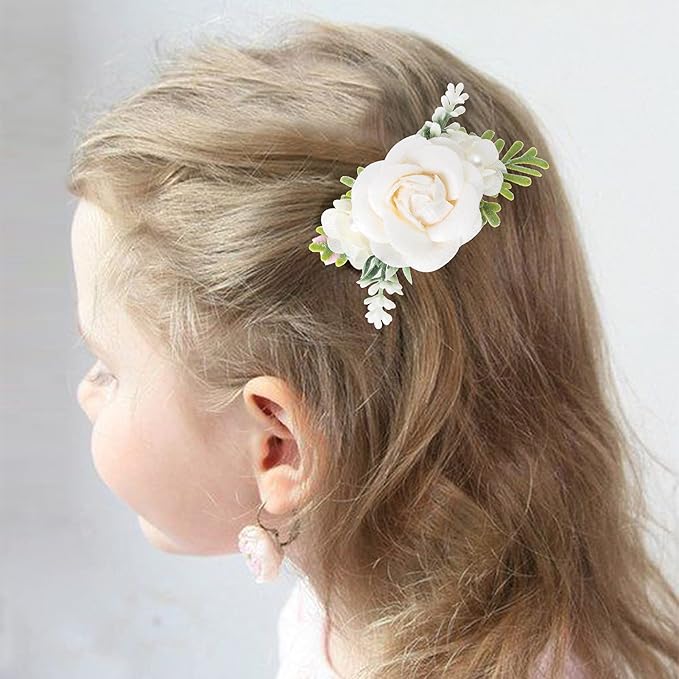 Flower Hair Clips Set-Cherrboll 3pcs Floral Hair Bow Accessories for Baby Girl Toddles Teen Gifts