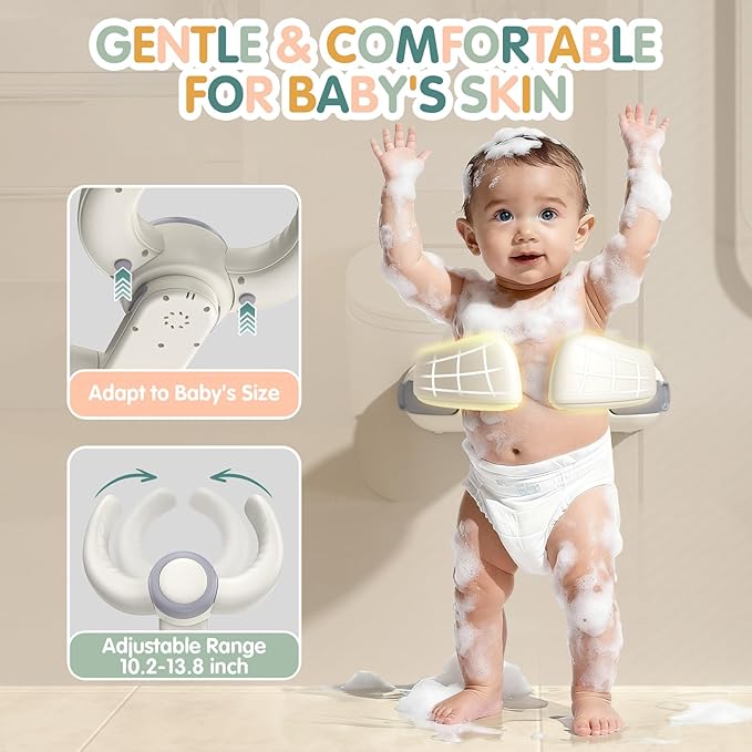 Baby Bath Stand-Baby Shower Stand Duck with Strong Suction Cups. Foldable Adjustable Bath Support for Infants Toddlers 8-36 Months, Babies Shower Gifts Soporte para Bañera de Bebé Toddler Bath Helper