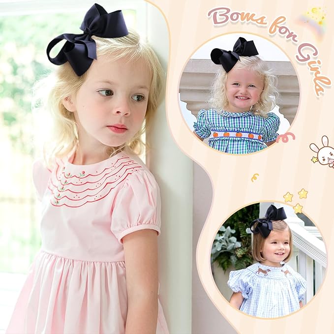 2PCS Oaoleer Black Layered Grosgrain Ribbon Alligator Clips Hair Barrettes for Baby Girls, Infants, Toddlers, Kids, and Teens (6inch-Type A, Black)