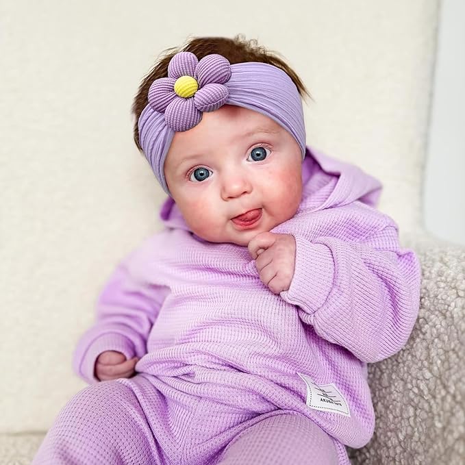 CÉLLOT 5 Pcs Baby Flower Headbands Baby Girls Nylon Headbands Soft Hairbands Hair Accessories for Newborn Infant Toddler Kids(Spring Summer Vibe)