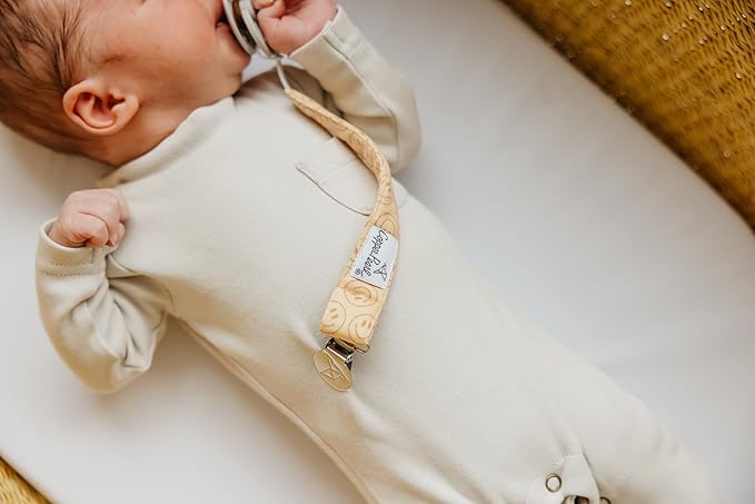 Copper Pearl 3-Pack Pacifier Holders: Premium Knit Binky Clips for Baby Girls and Boys - Stylish Stainless Steel Design for Secure No-Drop Attachment
