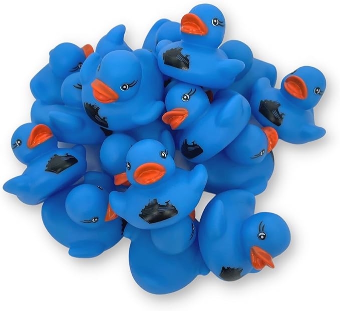 Cruise Ship Cruising Ducks Rubber Duck | Bulk 20 Pack | Rubber Ducky 2.25 inches Wide and 1.75 inches Tall | Use with Cruising Duck Tags | Carnival Blue with Ship