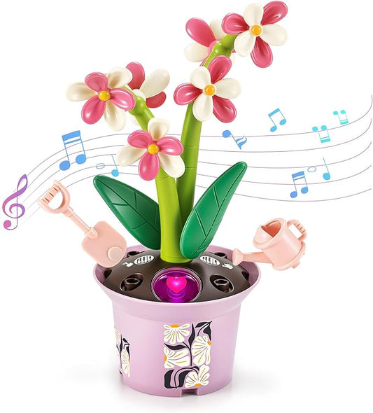 Flower Building Toy with Music, Flowers Botanical Plants Blocks Sets Kits, Halloween Birthday Thanksgiving Gift Ideas for Kid Girl Boy Child, Home Dorm Room Desk Decor, Ages 5 6 7 8, Orchid