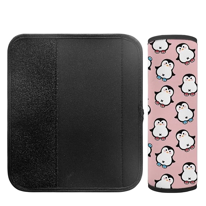 Biyejit Cute Penguins Car Seat Straps Shoulder Pads for Baby Kids, 2 Pack Boys Girls Super Soft Seat Belt Covers for All Car Seats/Pushchair/Stroller
