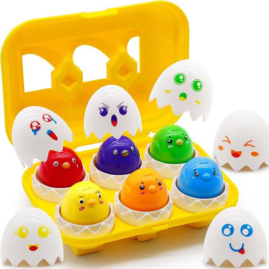 WEEJOYGAM Easter Eggs Toys for Toddlers 1-3, Matching Egg Montessori Toys for 1 2 3 Year Old Baby Boy Girl Easter Basket Stuffers 1st Birthday Gift, Sensory Color Sorting Shape Sorter Fine Motor Skill
