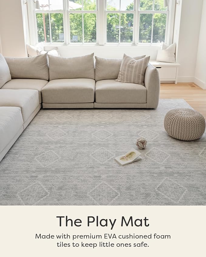 House of Noa Play Mat – 4x8 Gray Ula – Set of 8 Tiles – Cushioned EVA Foam Play Mat for Floor, Soft Interlocking Mats for Hard Floors