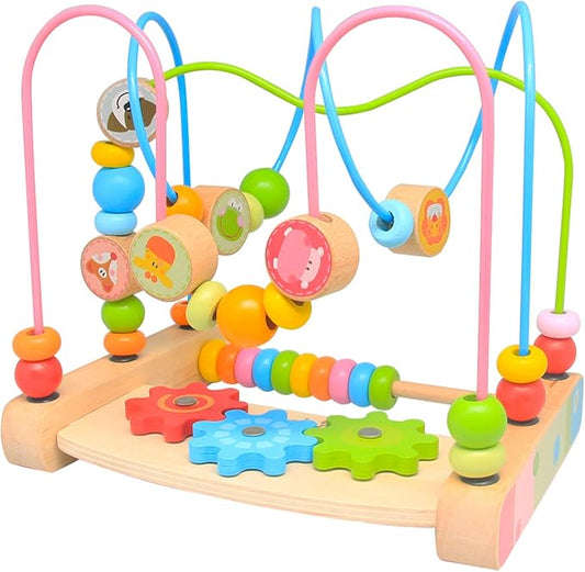 Bead Maze for Babies, Wooden Educational Abacus Beads Circle Toddler Toys - Colorful Roller Coaster Activity Game,Great Gift for Babies Toddlers Girls and Boys