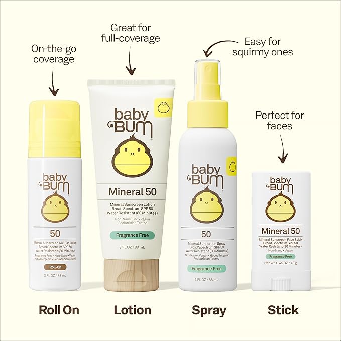 Baby Bum Mineral Sunscreen Face Stick - SPF 50 - UVA,UVB Face and Body Protection - Fragrance Free Safe for Sensitive Skin- Travel Size 0.45 Ounce (Pack of 2)