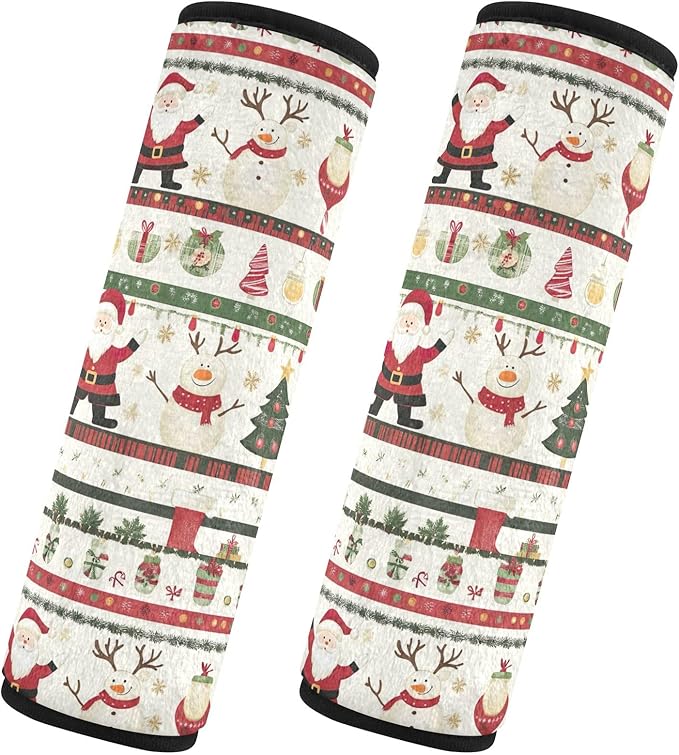 Cute Christmas Santa Claus Snowman Seat Belt Cover Pad Pack of 2 Fashion Seatbelt Cover Shoulder Pads Cushion Protect Your Neck and Shoulder