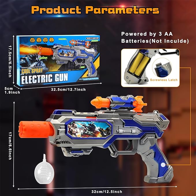 DaoDaoZhu Spray Light Up Toy Gun for Kids with Sound Effects & Rotating Slide Display, Toy Guns for Boys Toddlers 3 4 5 6 7 Year Old for Indoor & Outdoor Play, Gifts for Birthday Halloween Christmas
